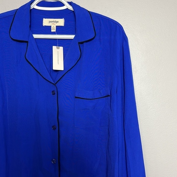 Anthropologie Porridge Rochelle  blue blouse size Medium - Picture 4 of 5